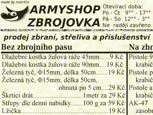 Letáček Armyshopu